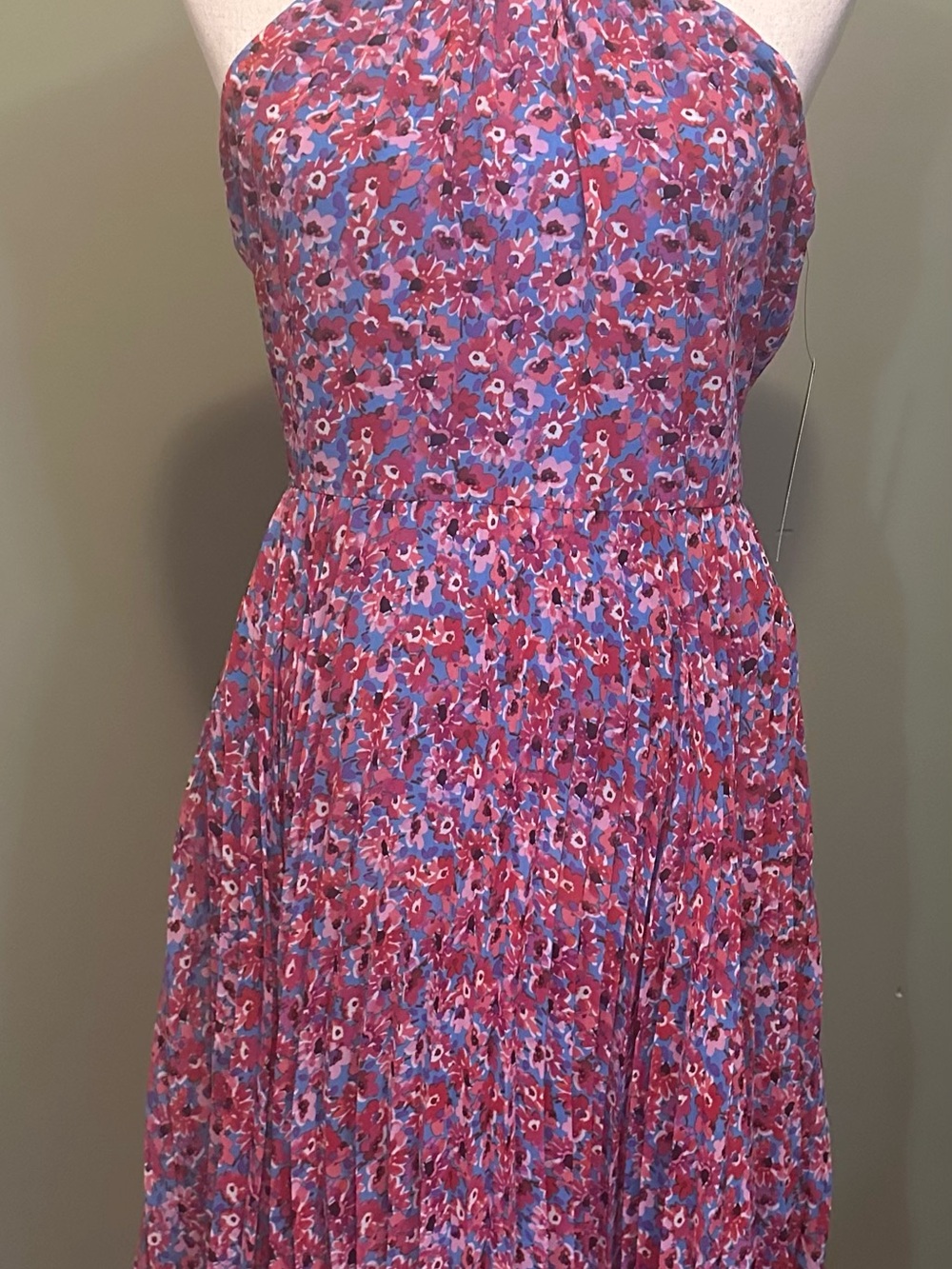 Maggy London Pink and Blue Floral Midi Dress